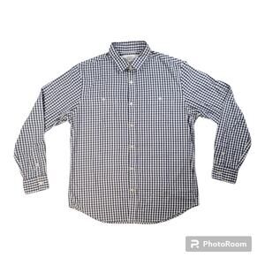 American Republic LG Men Navy Gingham Long Sleeve Button Down Shirt EUC Classic